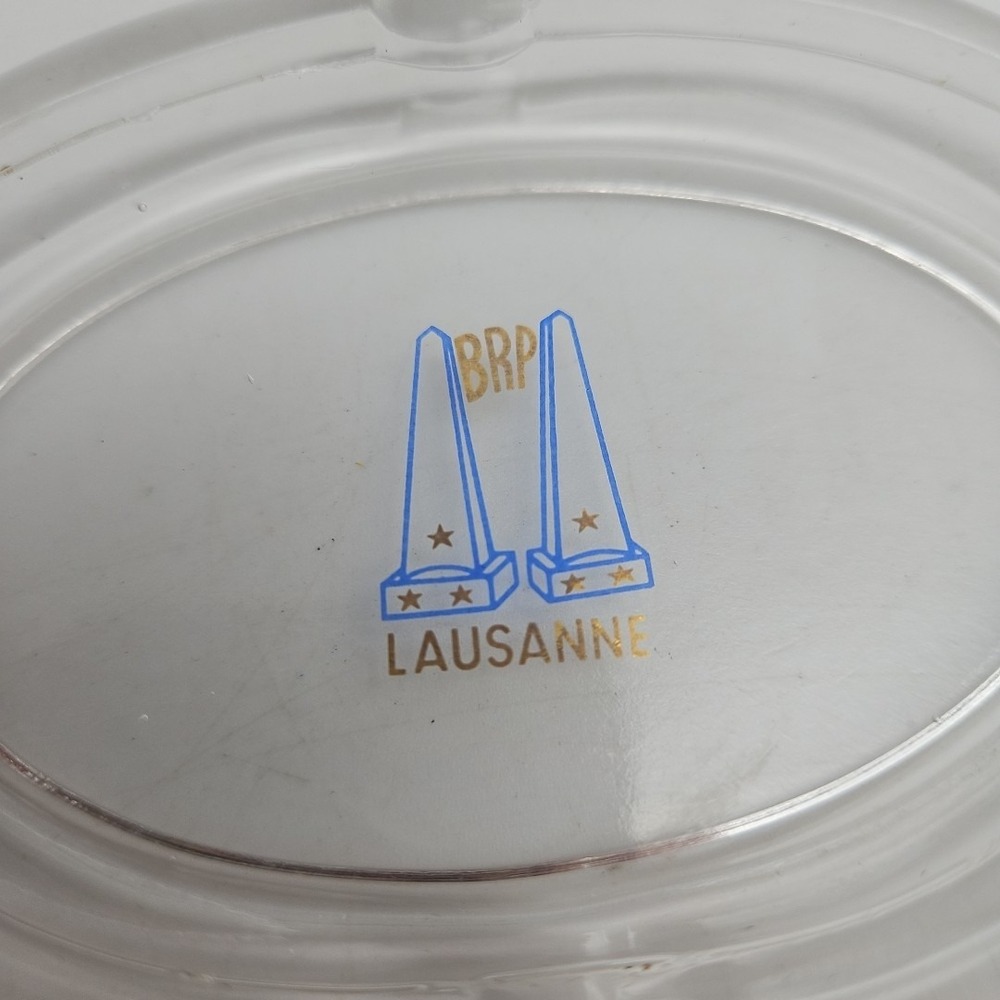 BRP Lausanne Ashtray Beau Rivage Palace Glass Blue Gold Clear - Picture 2 of 5